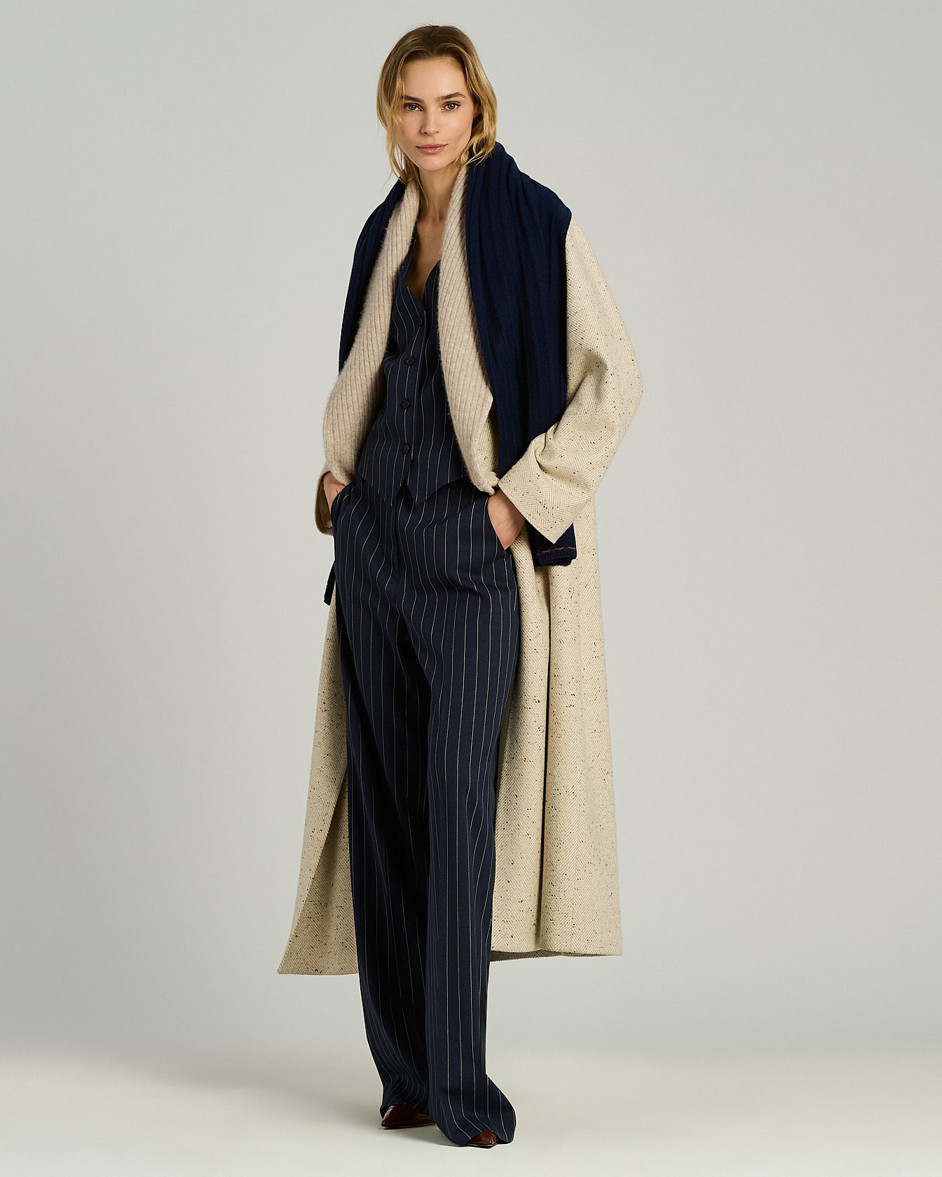 SCIARPA A COSTE IN PURO CASHMERE