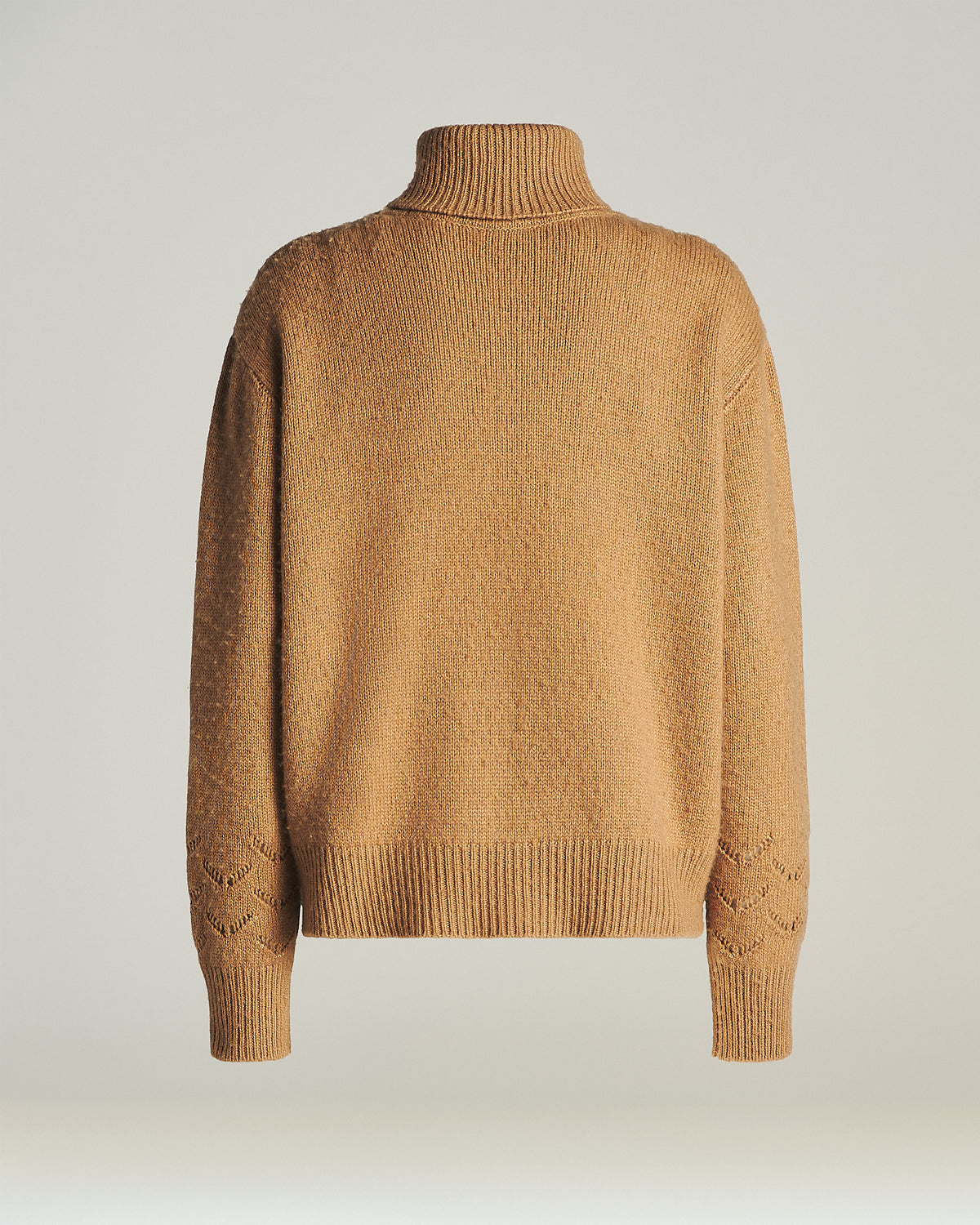 CAMEL/DARK CAMEL CASHMERE HIGH-NECK SWEATER 2