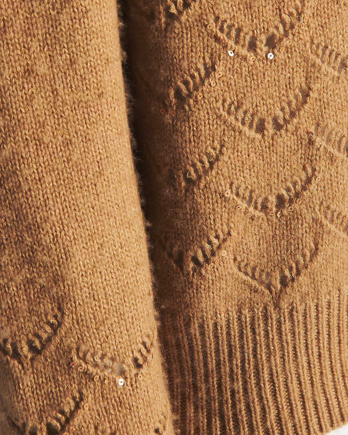 CAMEL/DARK CAMEL CASHMERE HIGH-NECK SWEATER 3