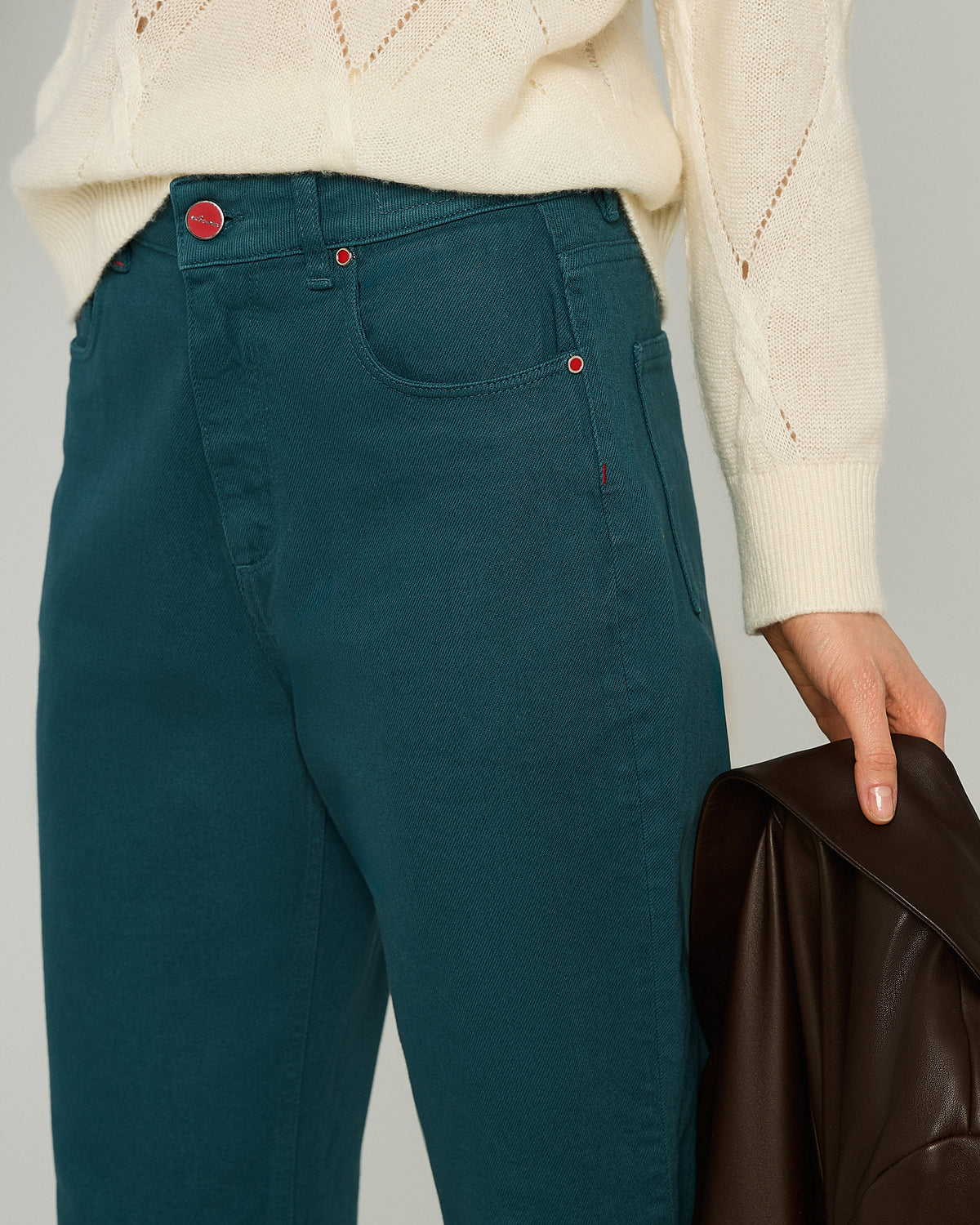 PETROLEUM GREEN COTTON PANTS 4