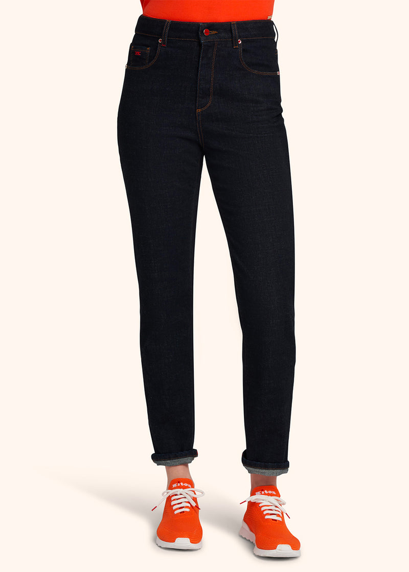 Kiton dark blue jns trousers for woman, in cotton 2
