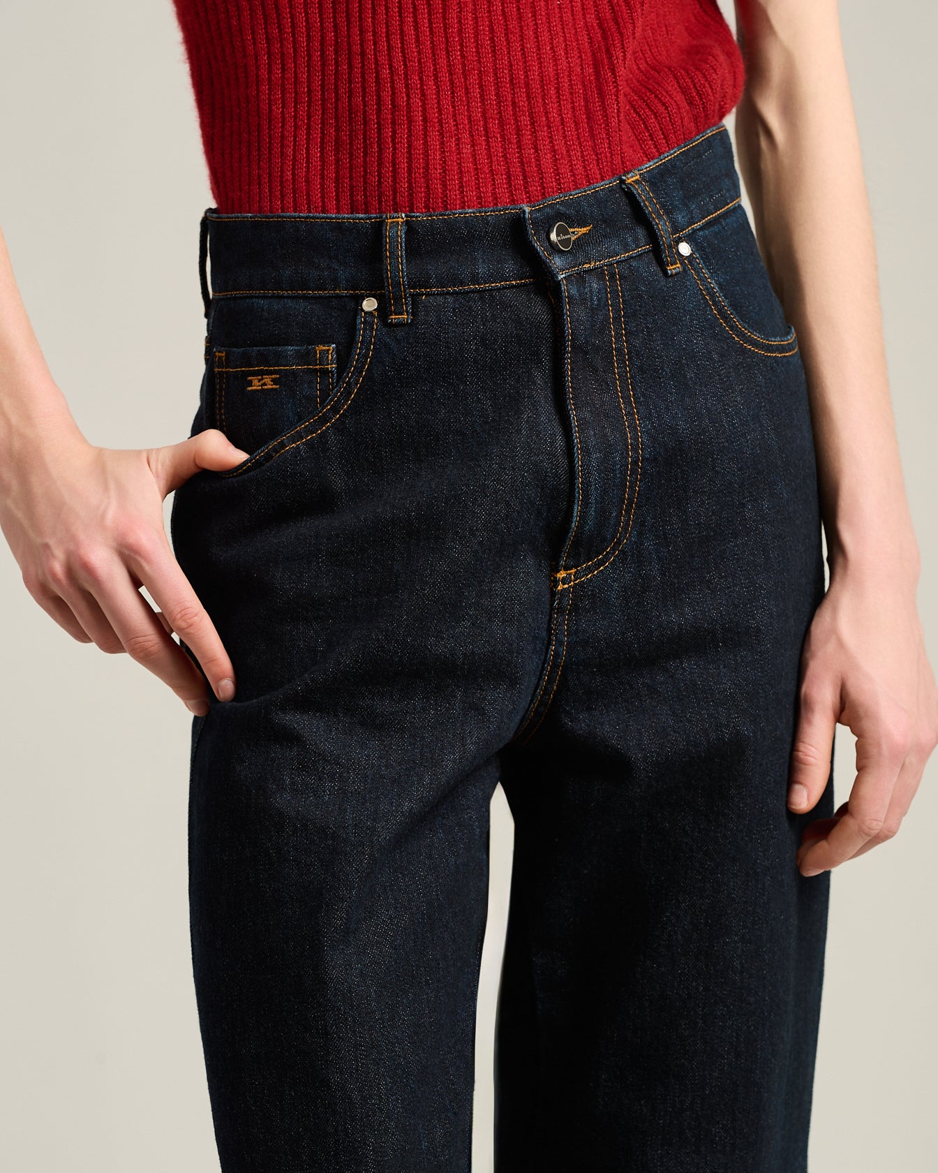 HIGH-WAISTED PALAZZO JEANS