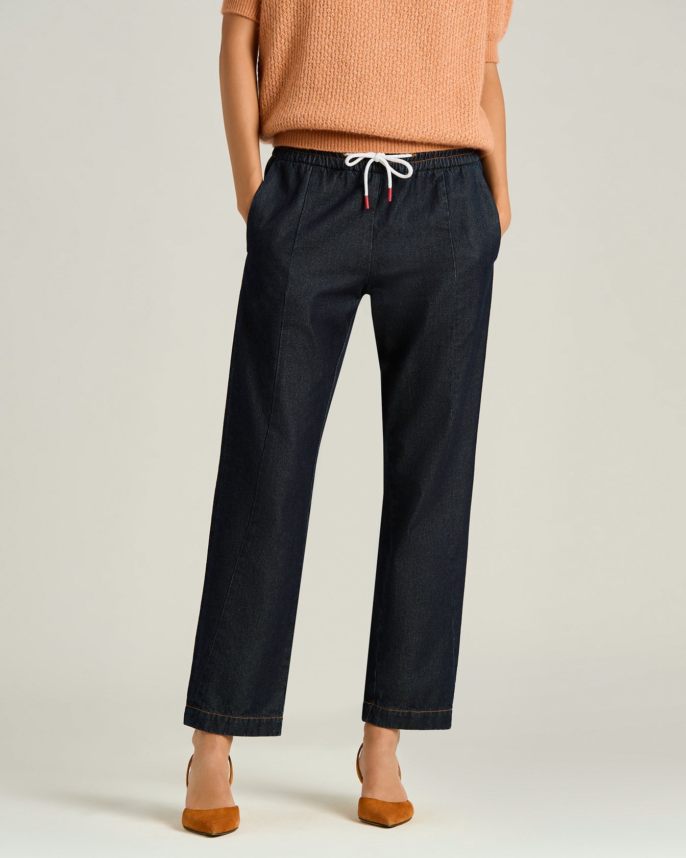 SOFT-WAISTED COTTON AND LINEN TROUSERS