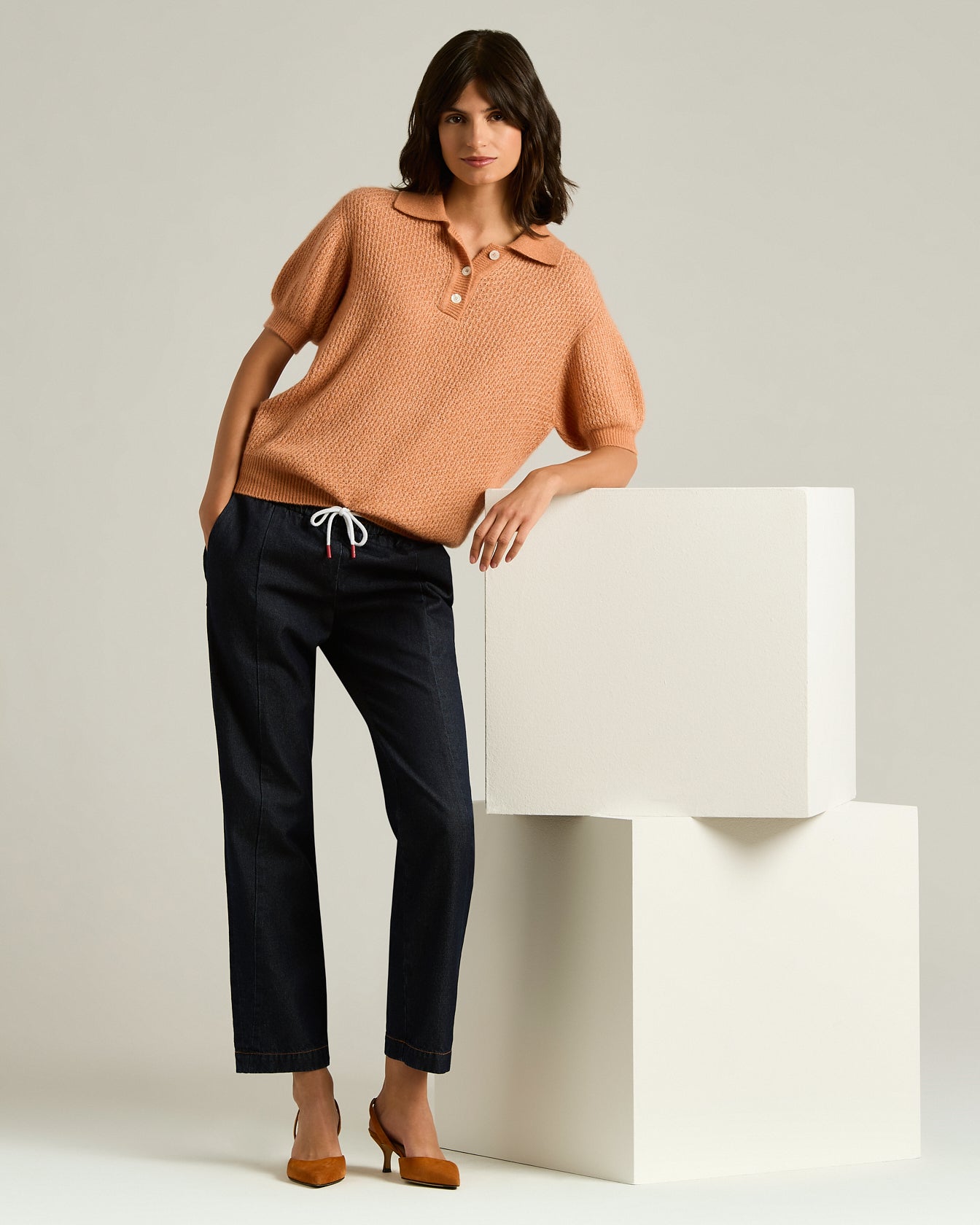 SOFT-WAISTED COTTON AND LINEN TROUSERS