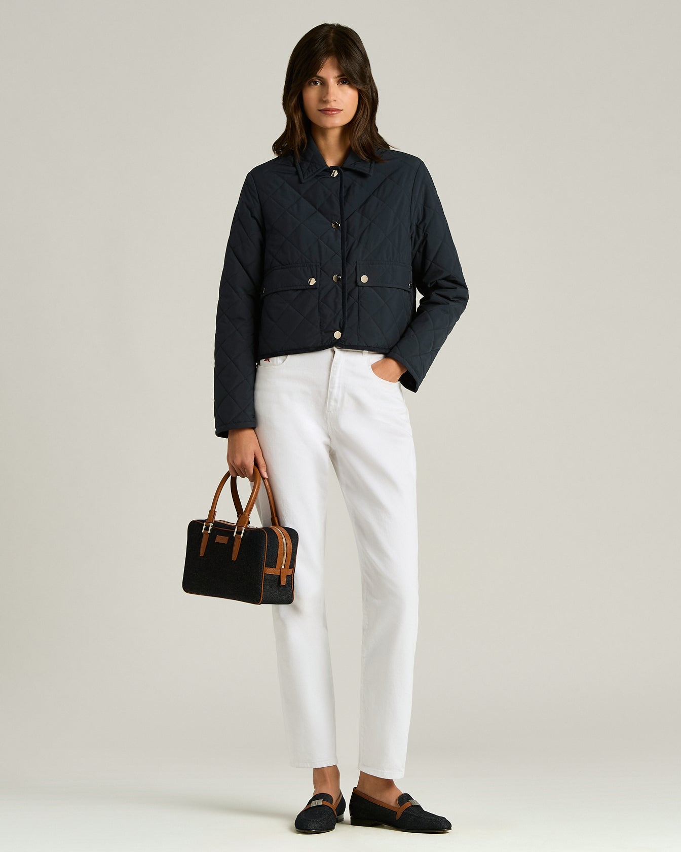 BORSA KISS ME IN COTONE CON DETTAGLI IN PELLE