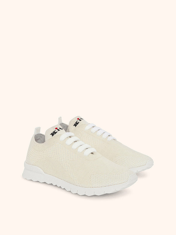 Kiton cream white sneakers shoes for woman, in cashmere 2