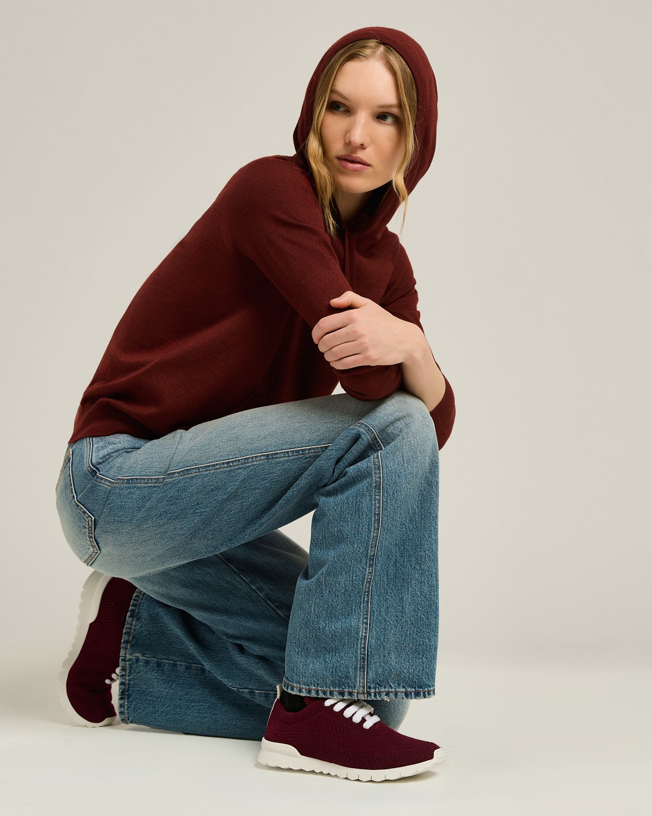 FIT BURGUNDY CASHMERE SNEAKERS