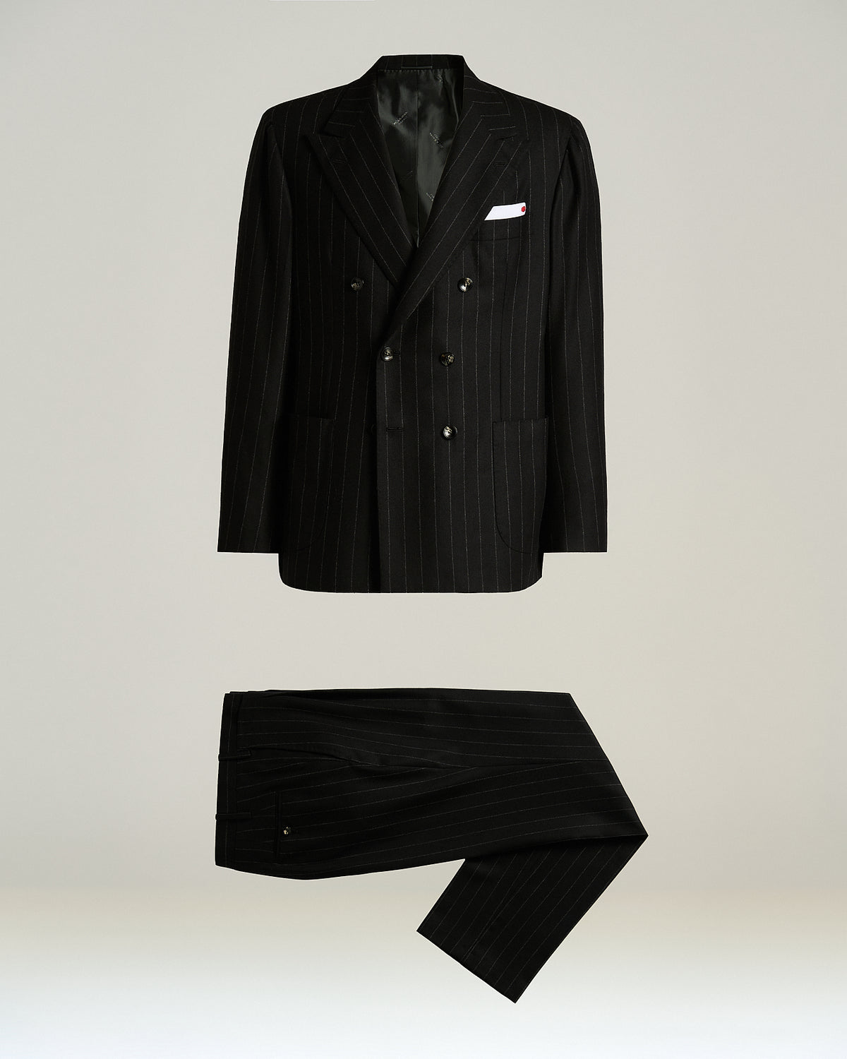 MEDIUM-GRAY WOOL-CASHMERE PINSTRIPE DOUBLE-BREASTED SUIT 1