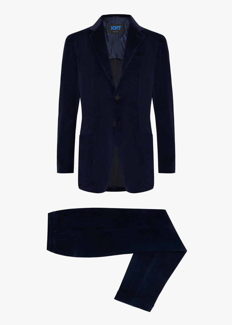 Knt blue suit in cotton 1