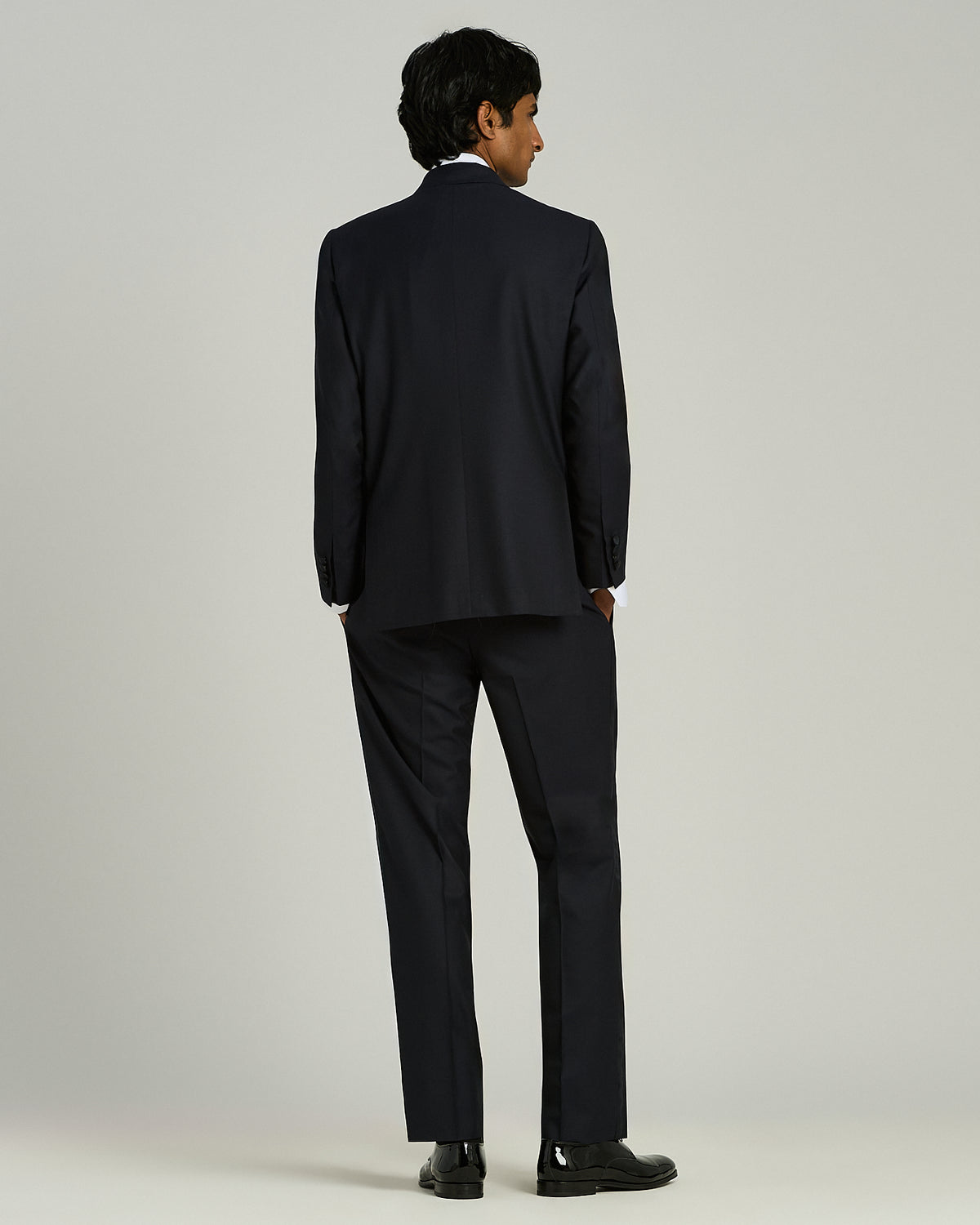 NAVY BLUE 14 MICRON WOOL DOUBLE-BREASTED TUXEDO SUIT 3
