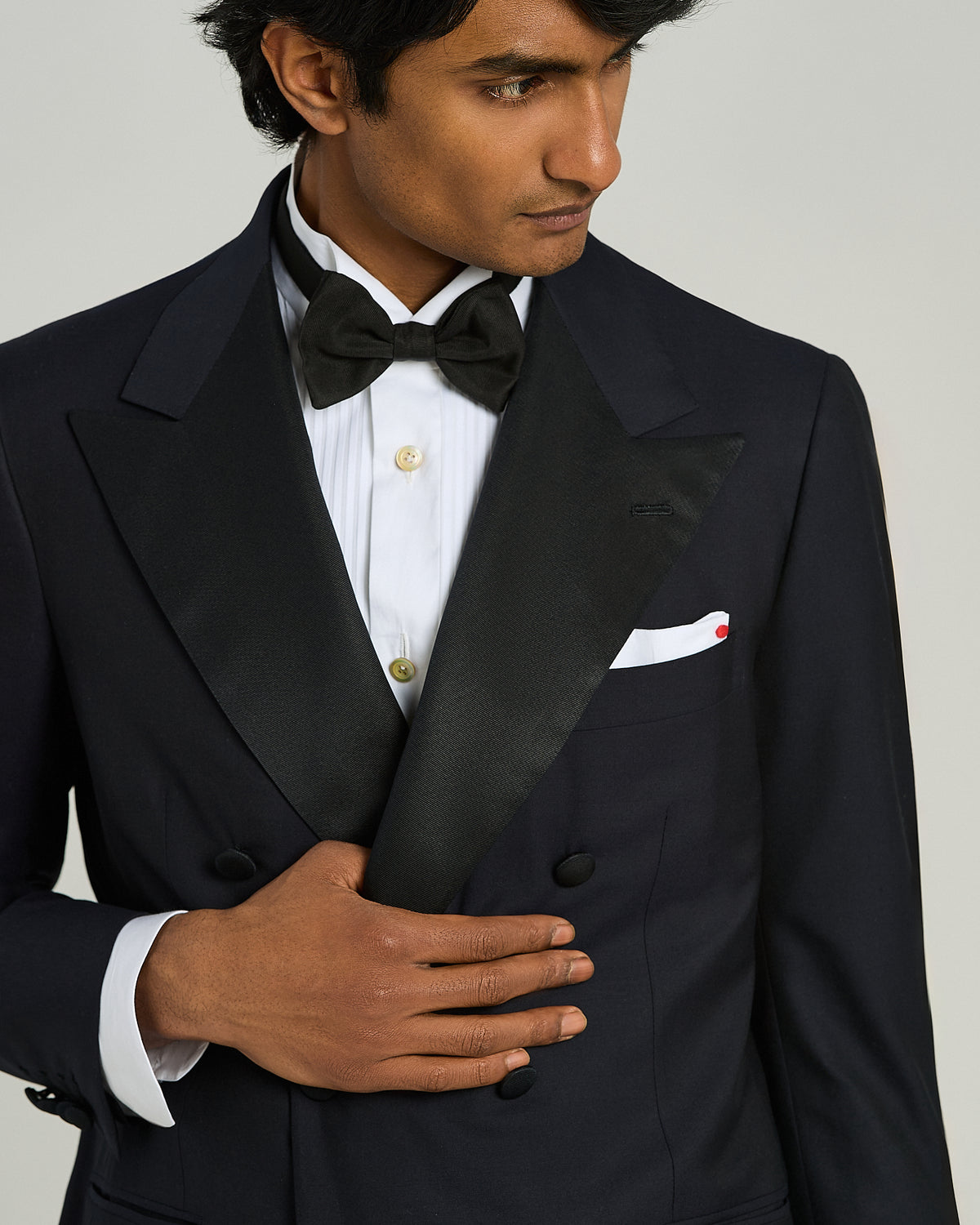 NAVY BLUE 14 MICRON WOOL DOUBLE-BREASTED TUXEDO SUIT 4