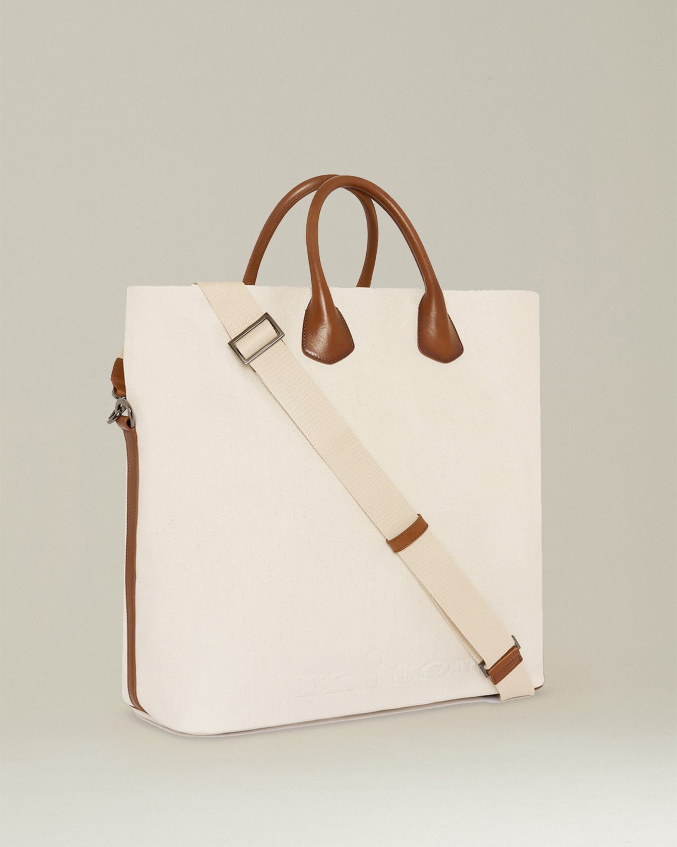 COTTON AND LEATHER TOTE BAG