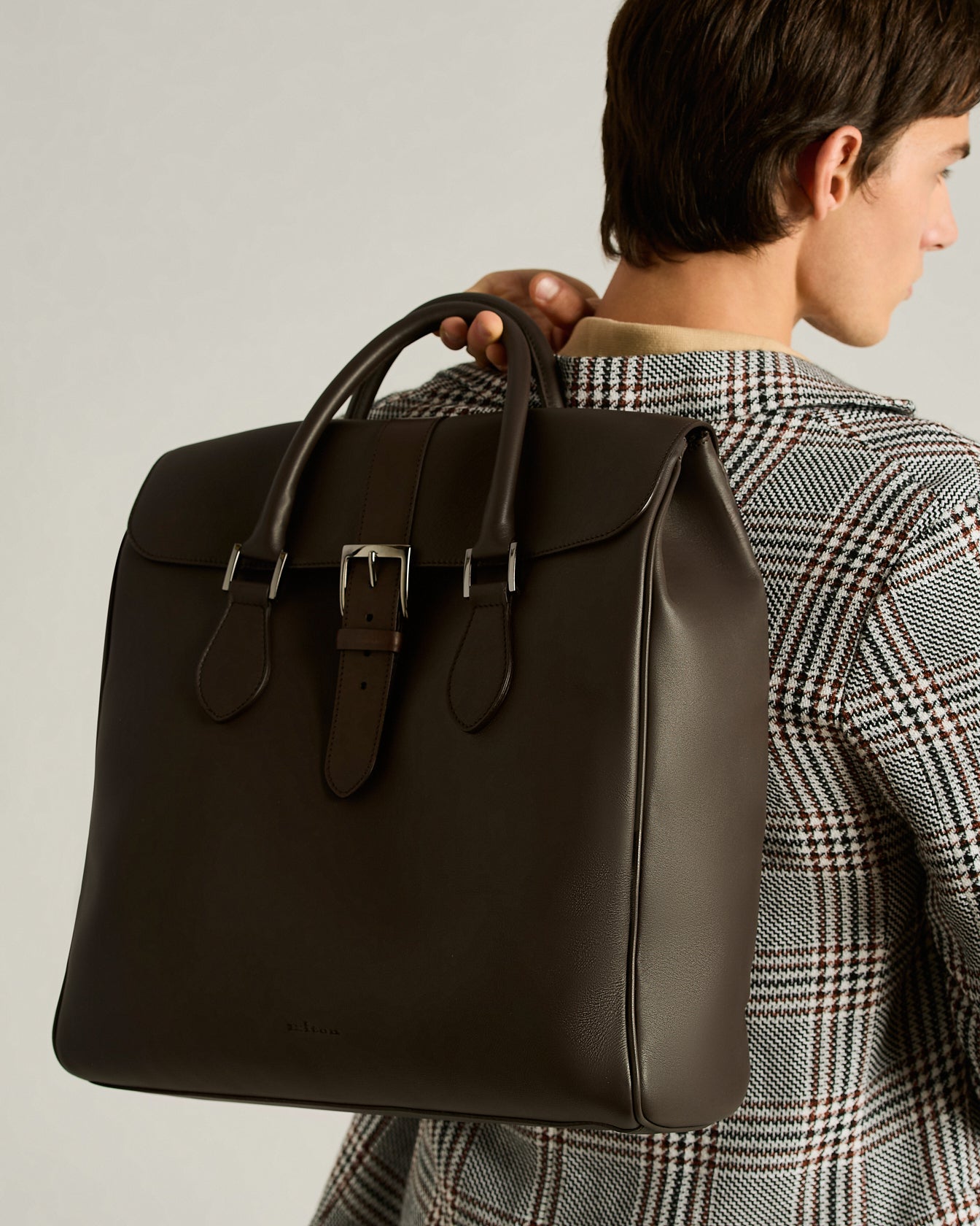 DARK BROWN FULL-GRAIN CALFSKIN SHOPPING BAG
