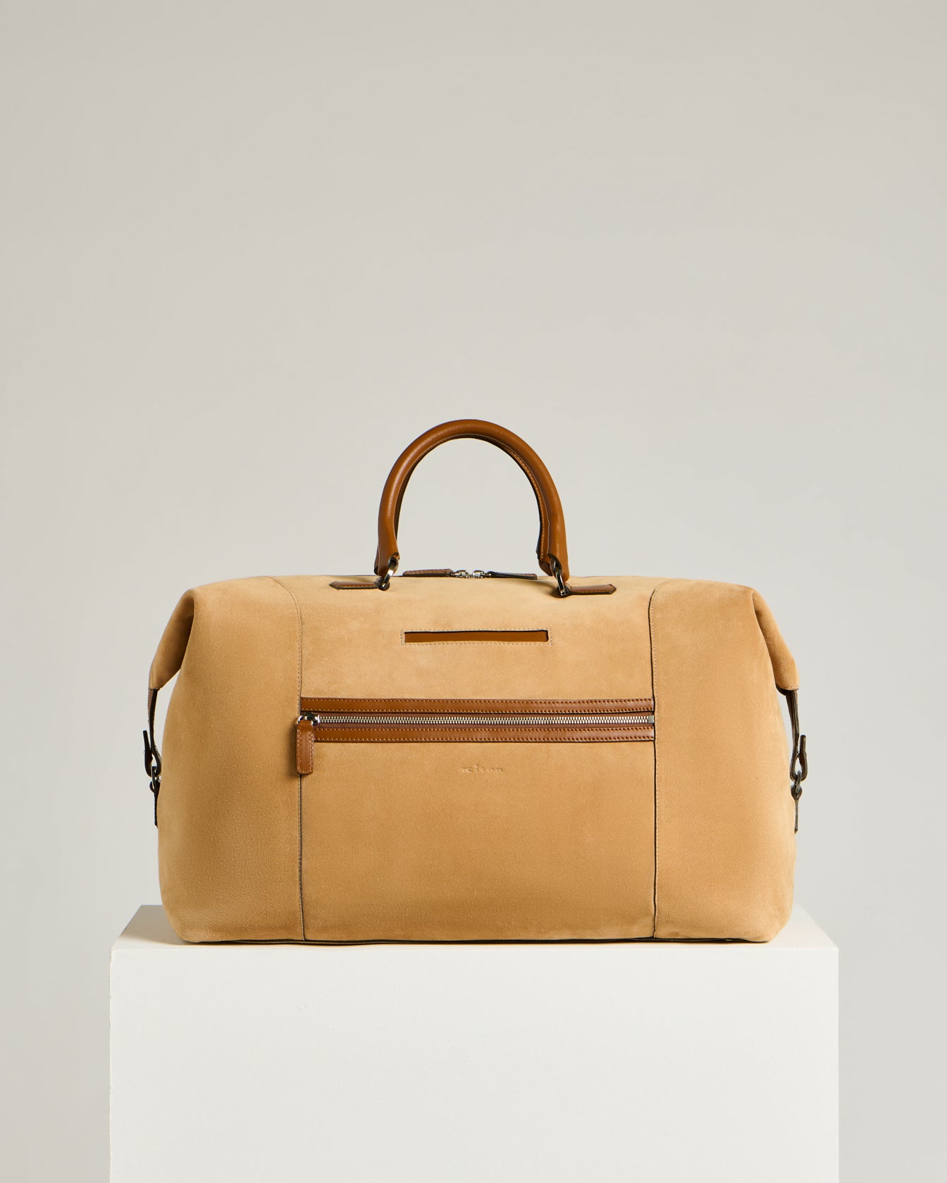 Suede Weekend Holdall in Cognac Calfskin1