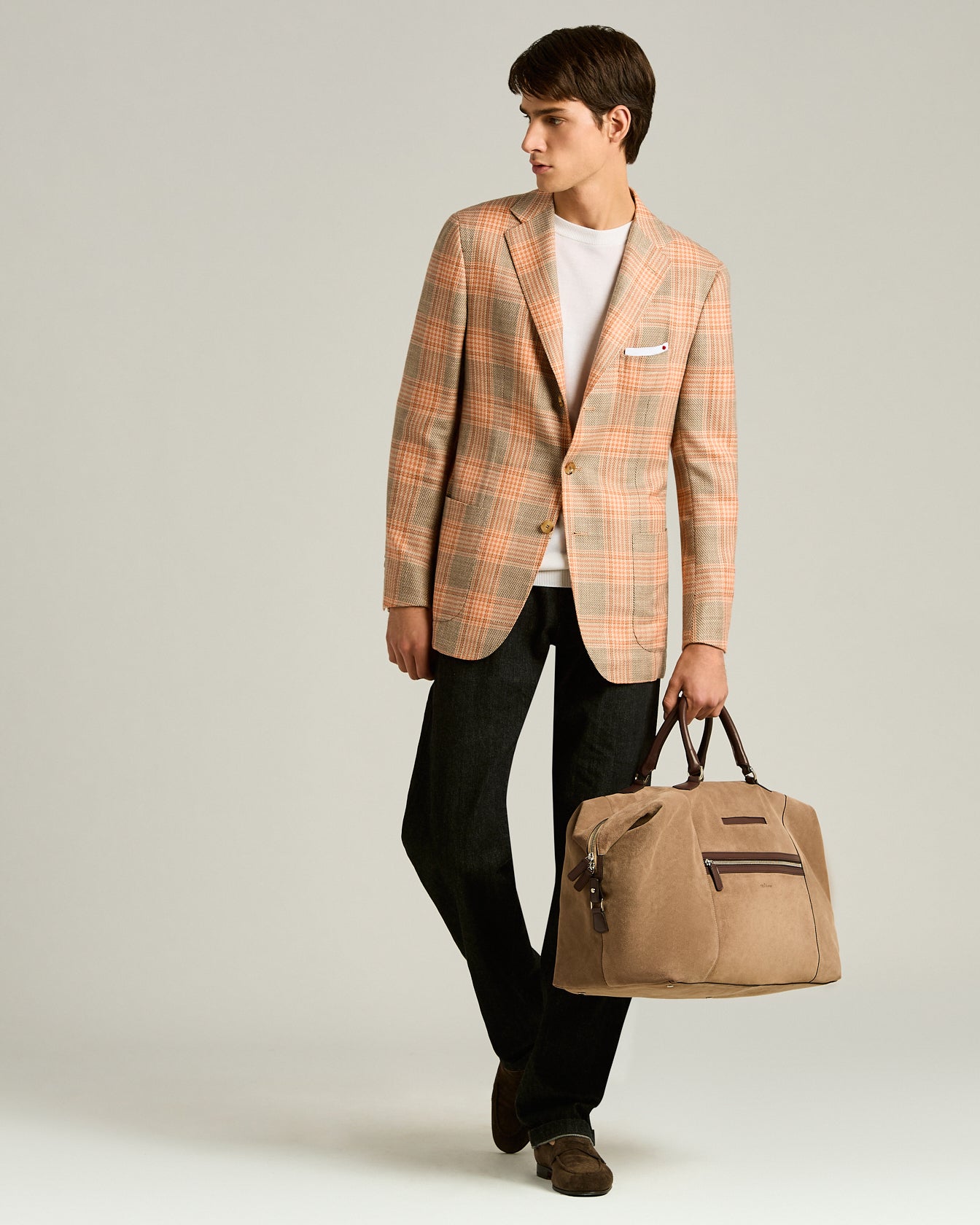 Suede Weekend Holdall Slate in Grey Calfskin5