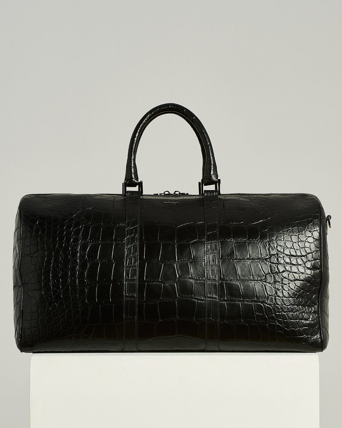 BLACK ALLIGATOR LEATHER DUFFLE BAG 1