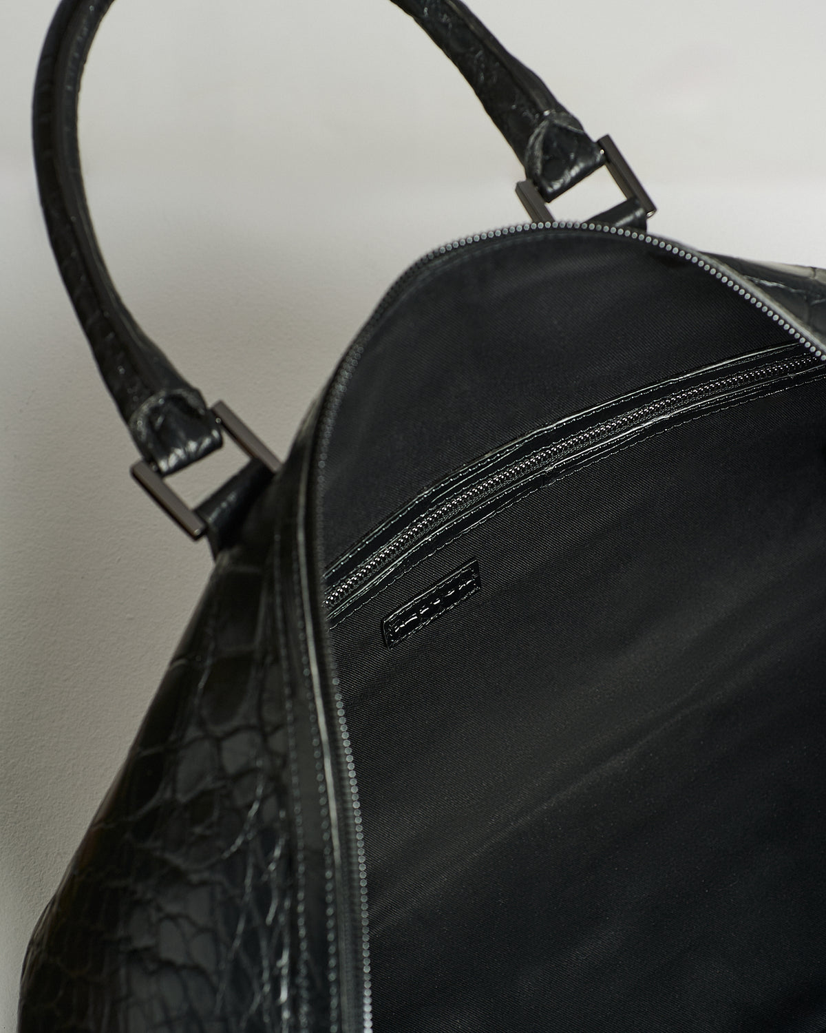 BLACK ALLIGATOR LEATHER DUFFLE BAG 2