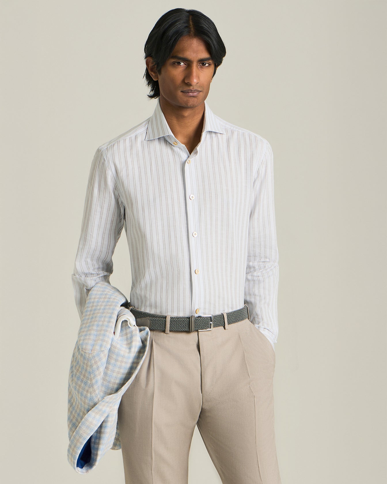 COTTON AND LINEN STRIPED SHIRT