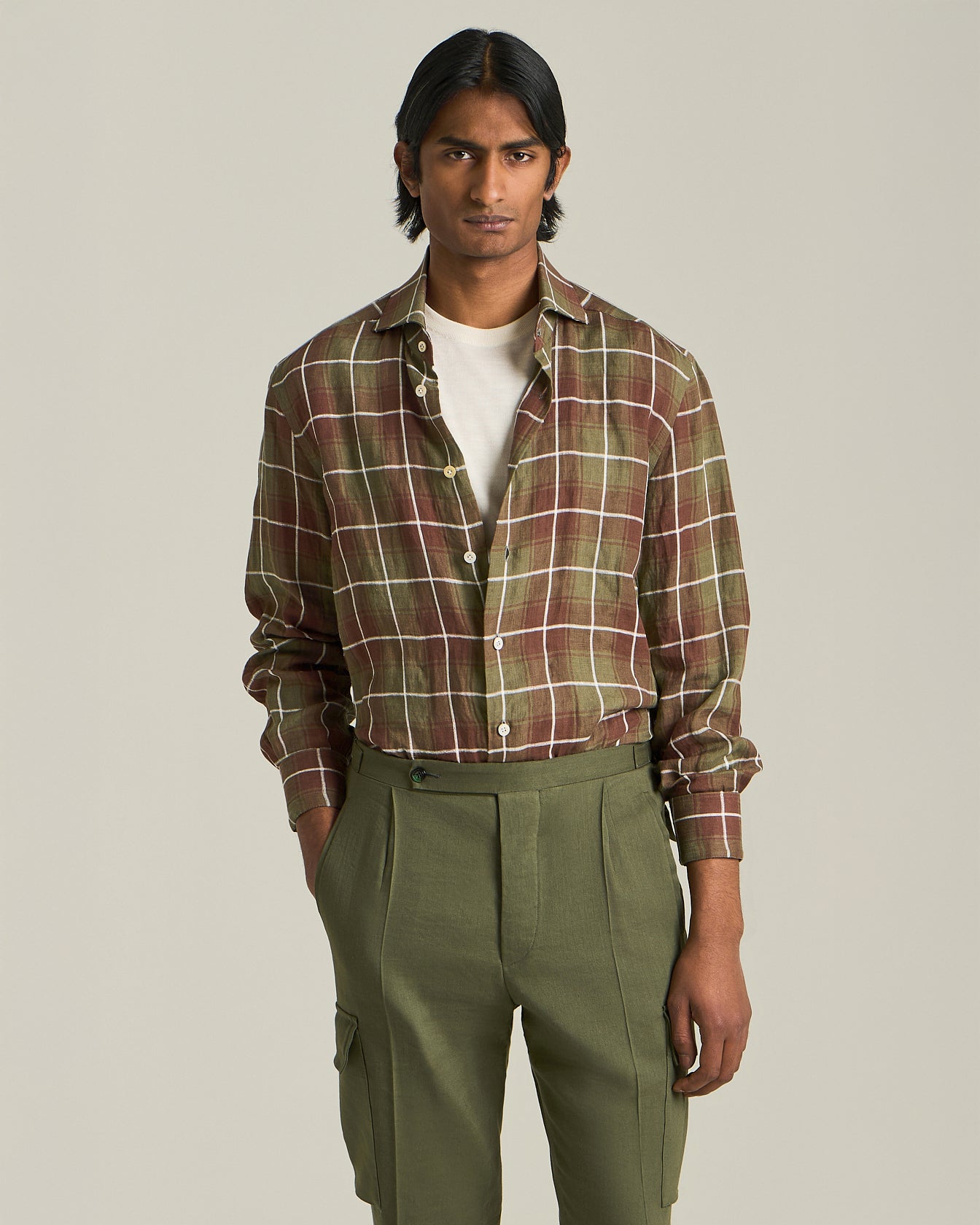 LINEN CHECKED SHIRT