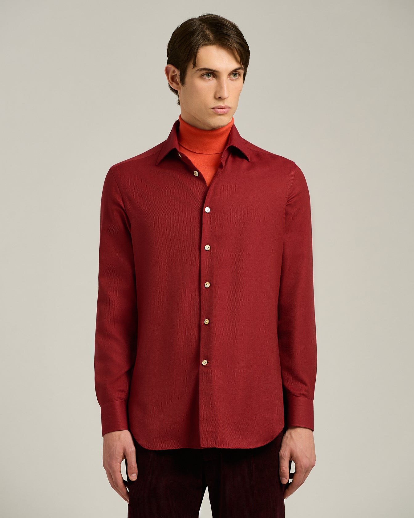 CAMICIA IN FLANELLA DI COTONE E CASHMERE