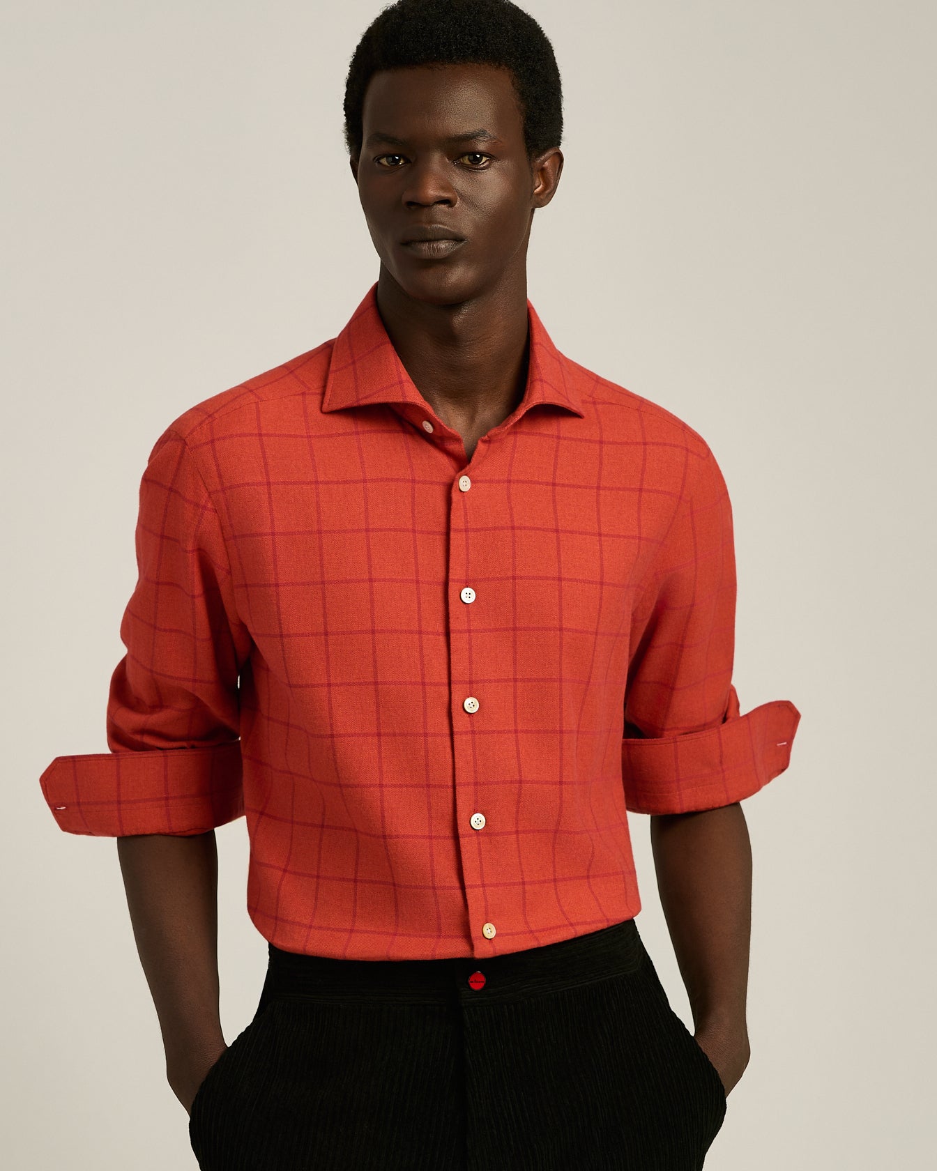 RED PLAID SHIRT IN COTTON FLANNEL