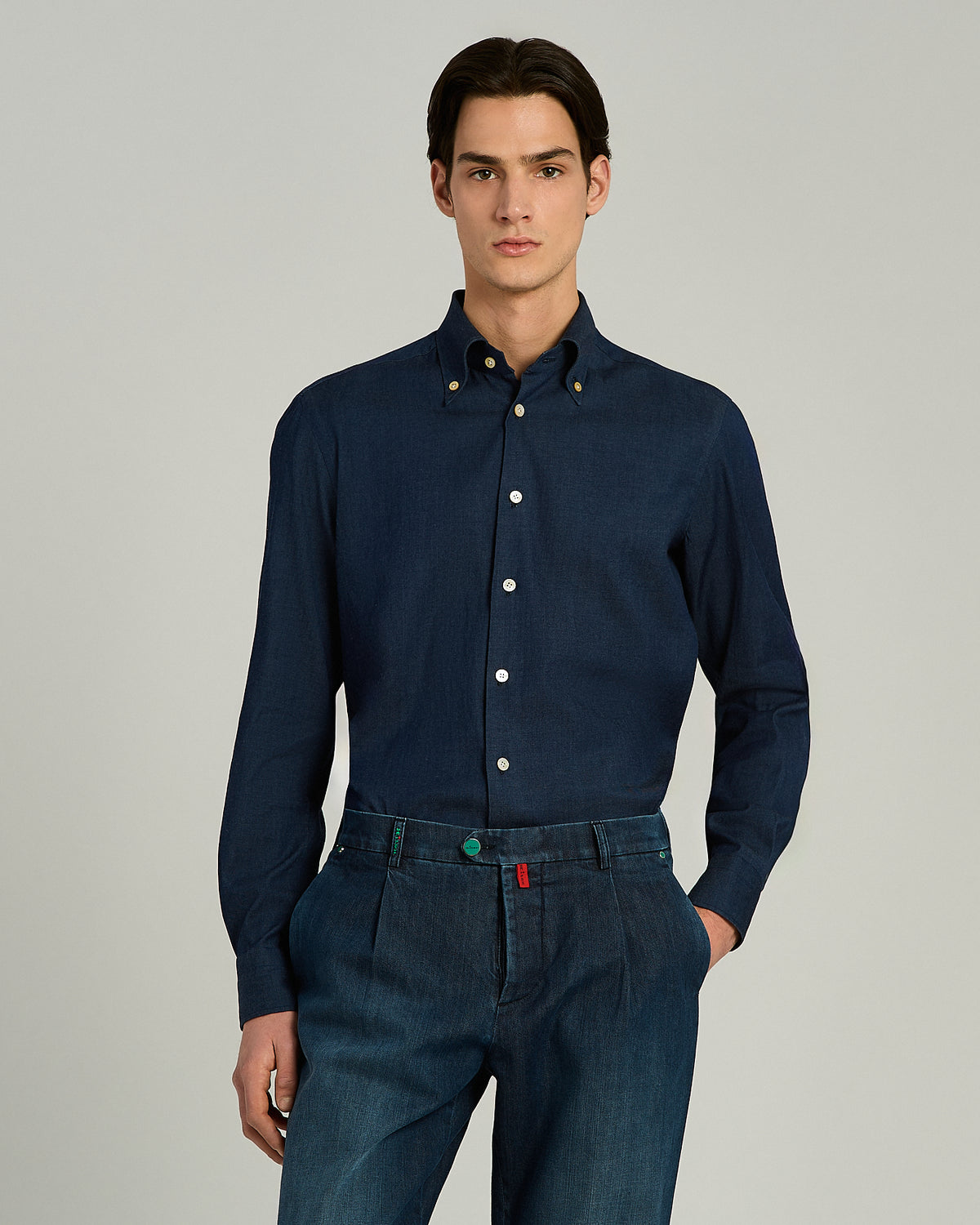 LIGHT BLUE WASHED STRETCH-COTTON SHIRT 2