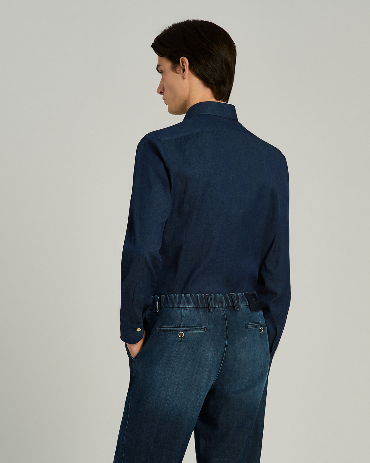 LIGHT BLUE WASHED STRETCH-COTTON SHIRT 3