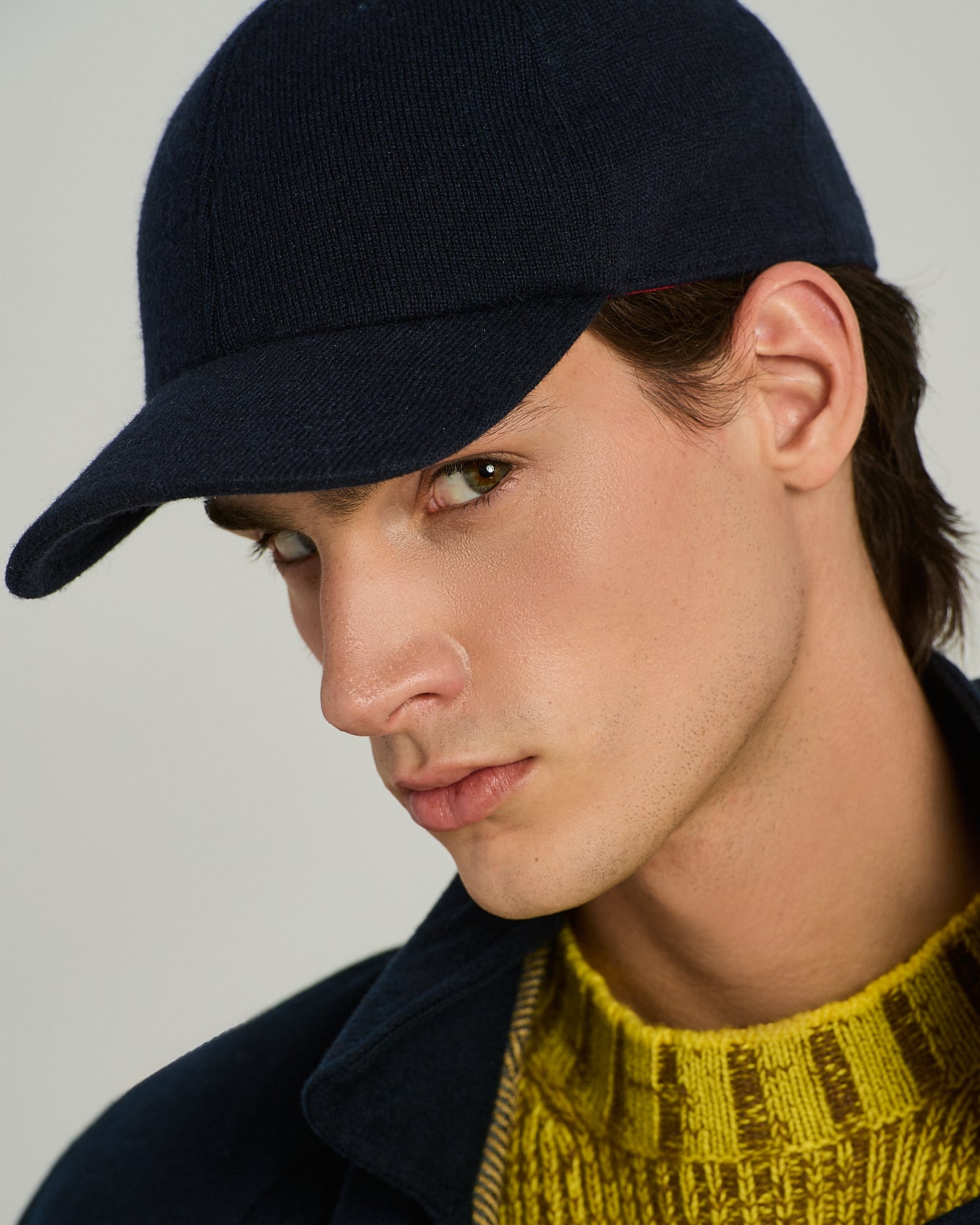 CAPPELLO BASEBALL IN CASHMERE E SETA CON DETTAGLI IN PELLE