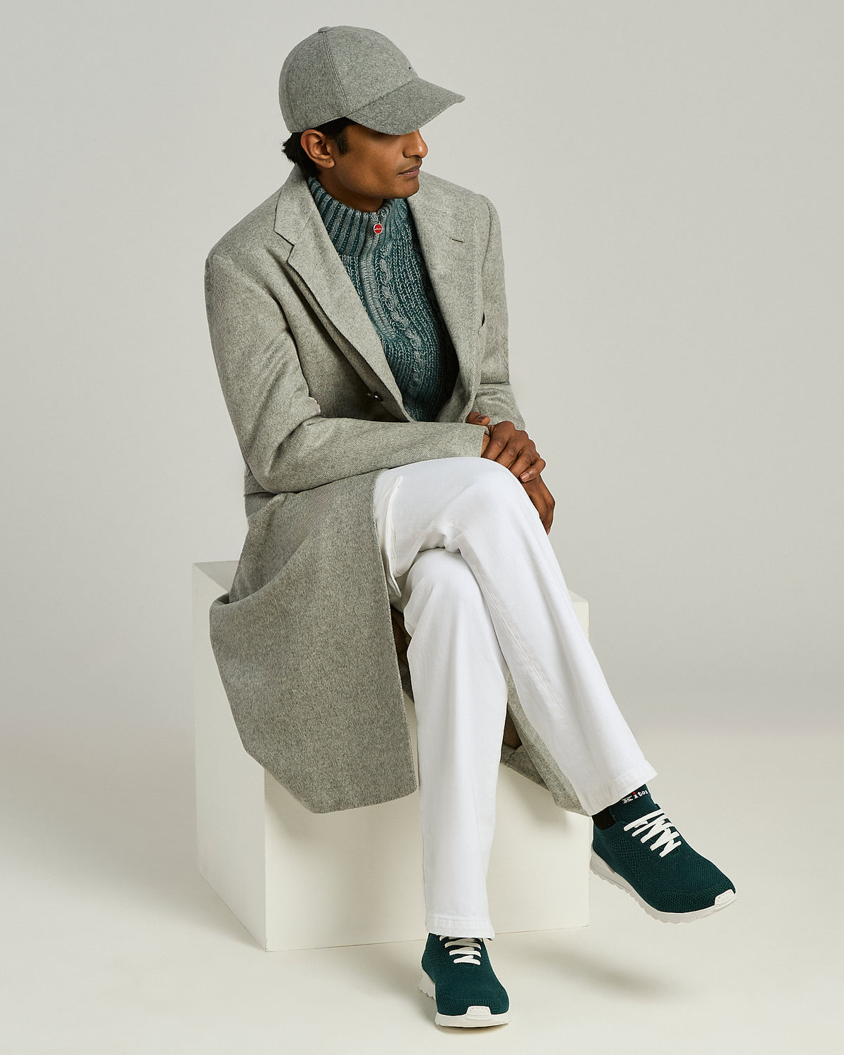 GREY CASHMERE BASEBALL CAP 5