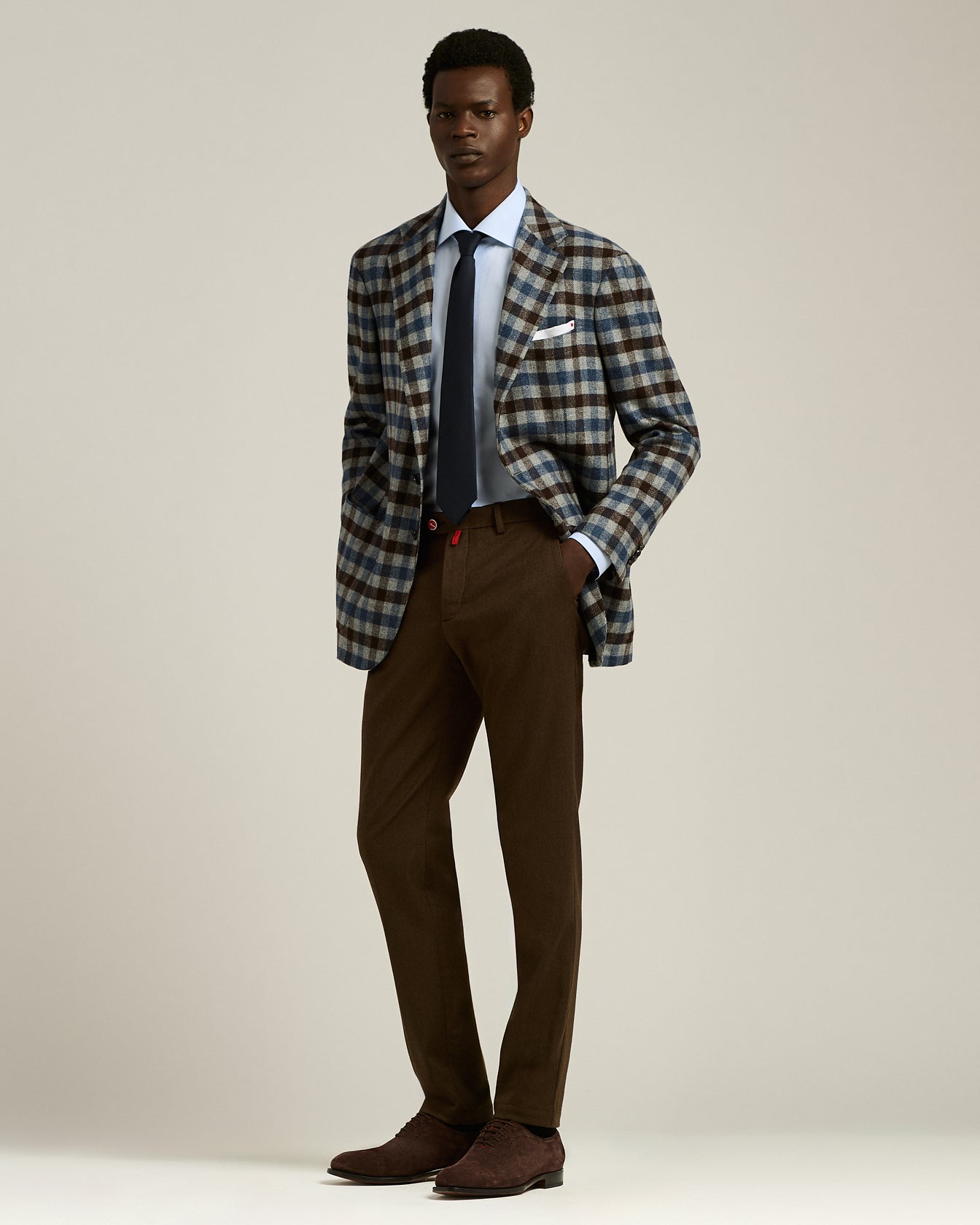 men's pure wool seven-fold blue tie