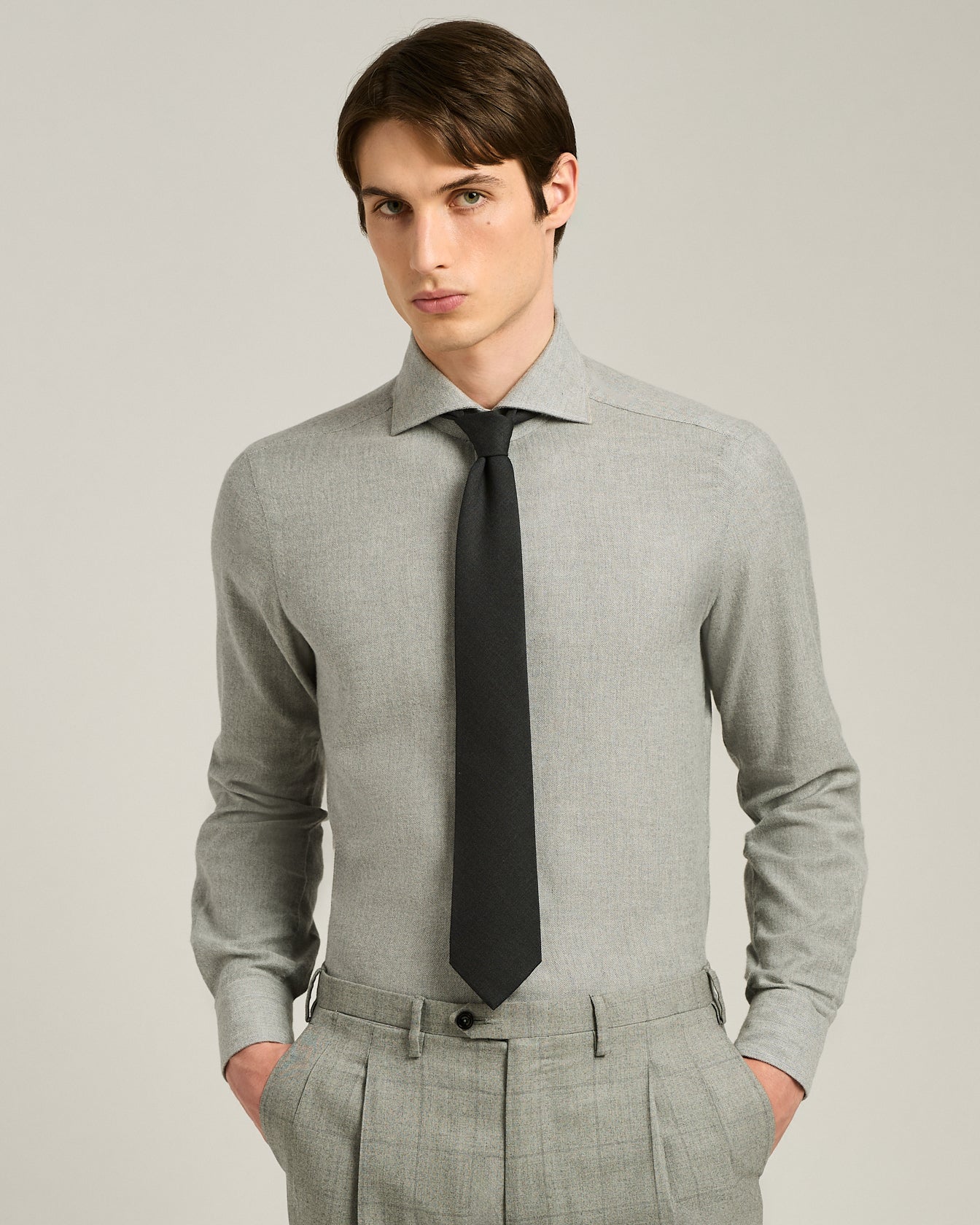 men's pure wool seven-fold dark gray tie