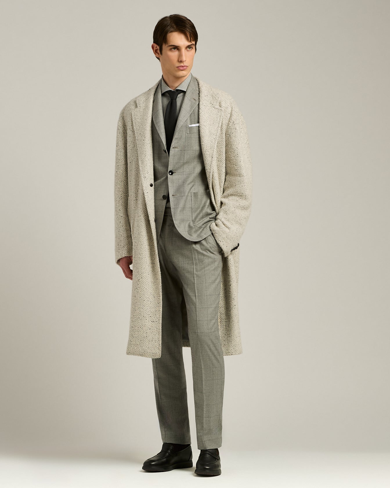 men's pure wool seven-fold dark gray tie