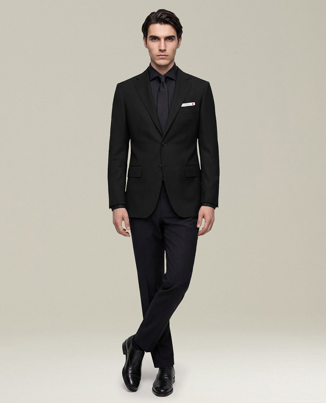 BLACK 14-MICRON WOOL TIE