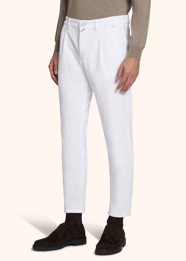 Kiton white trousers for man, in cotton 2