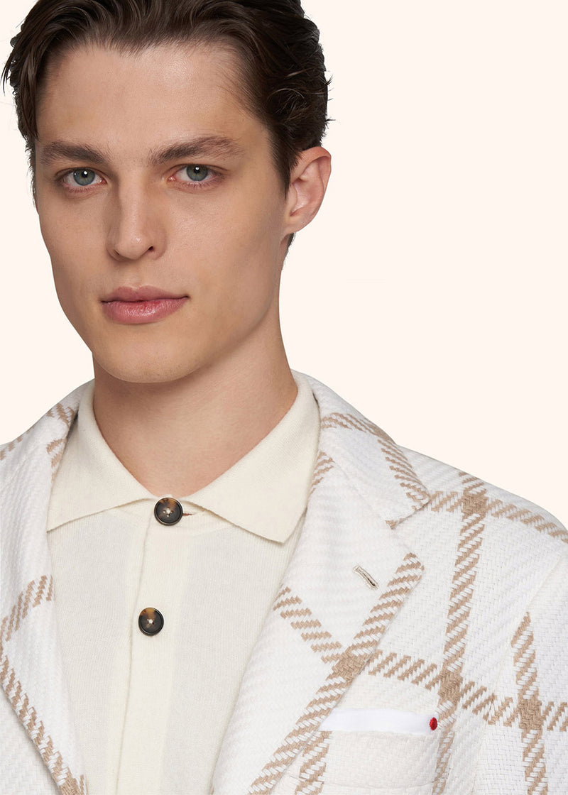 Kiton white jacket for man, in cashmere 4