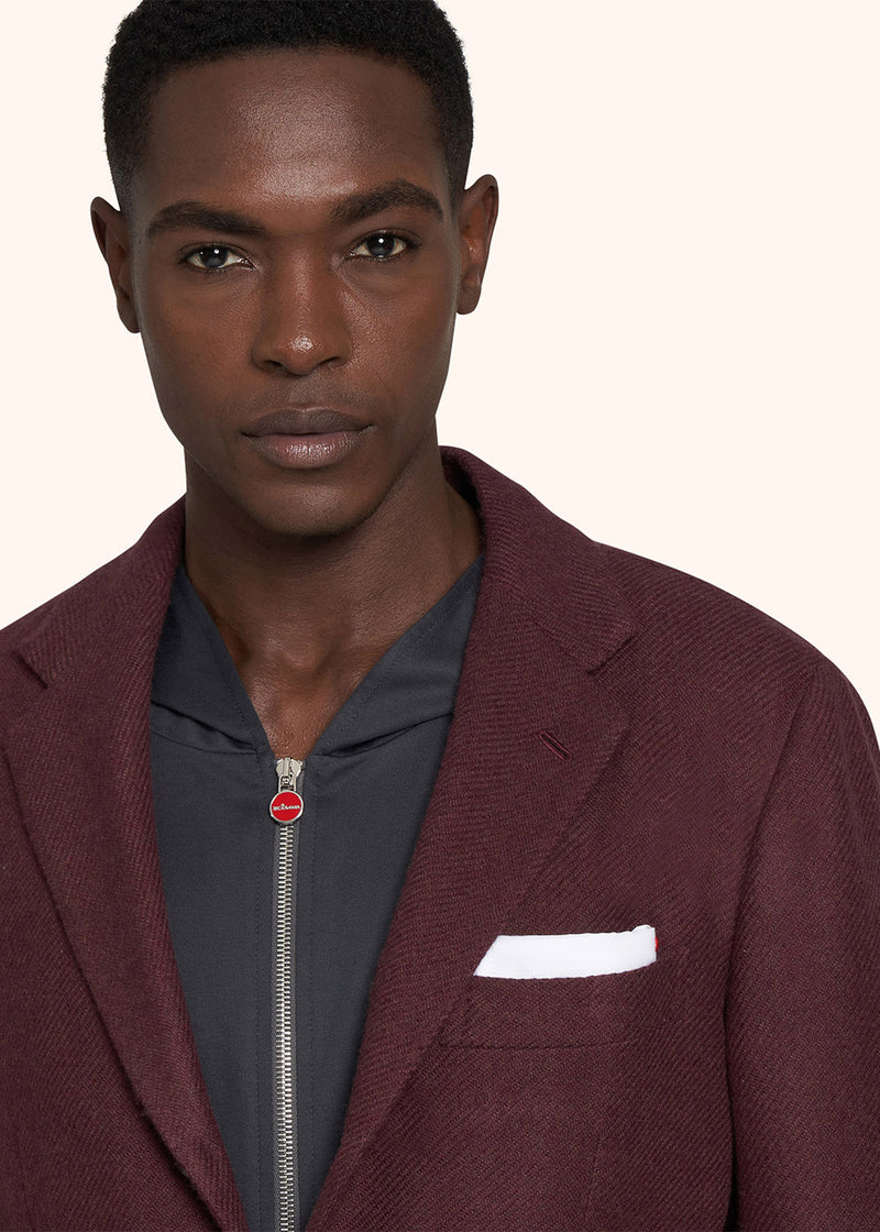 Kiton bordeaux jacket for man, in cashmere 4