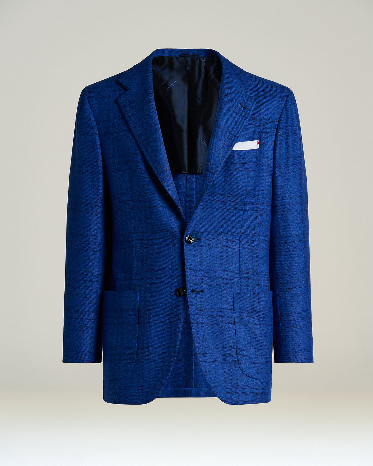 BLUE CHECKED PURE CASHMERE JACKET 1