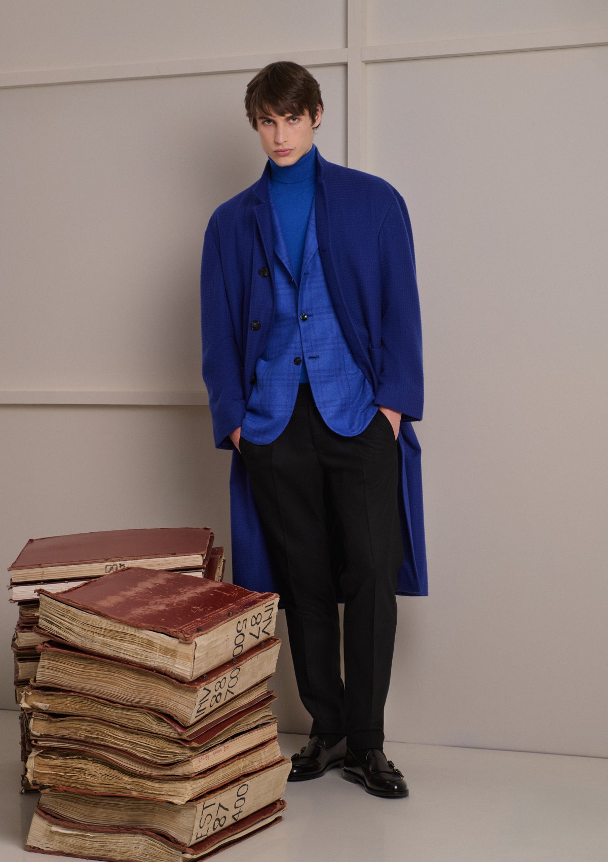 BLUE CHECKED PURE CASHMERE JACKET 4