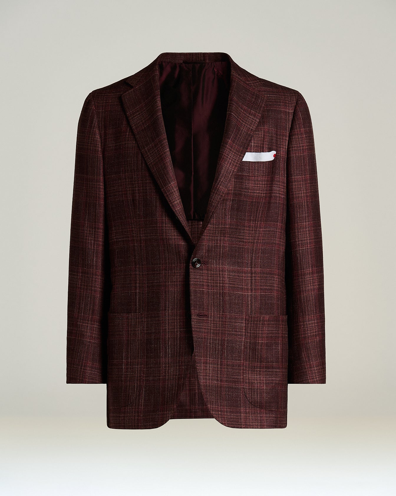 GIACCA MONOPETTO IN CASHMERE, SETA E LINO CON MOTIVO CHECK