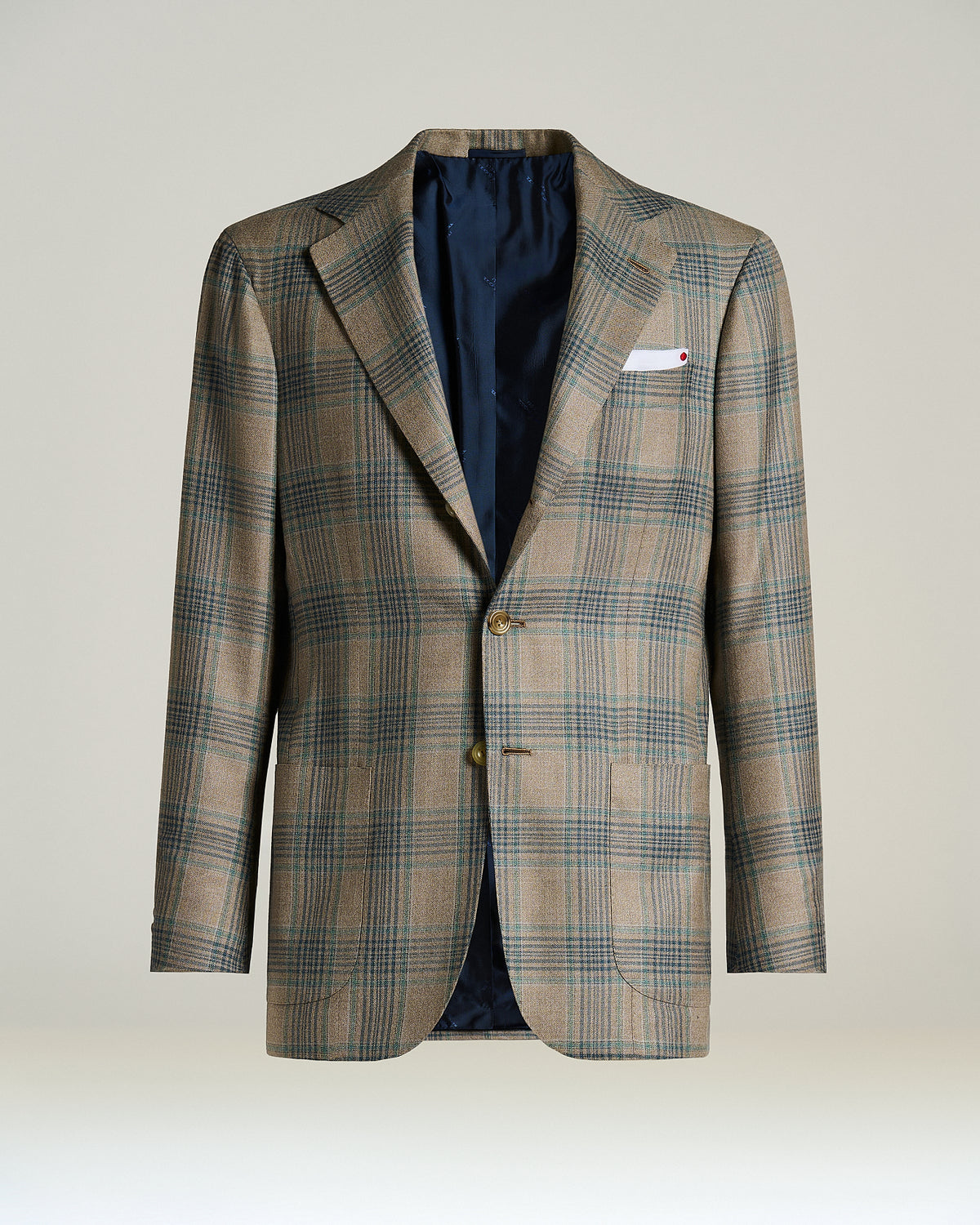 MEDIUM-GRAY TARTAN CASHMERE-SILK-LINEN JACKET 1