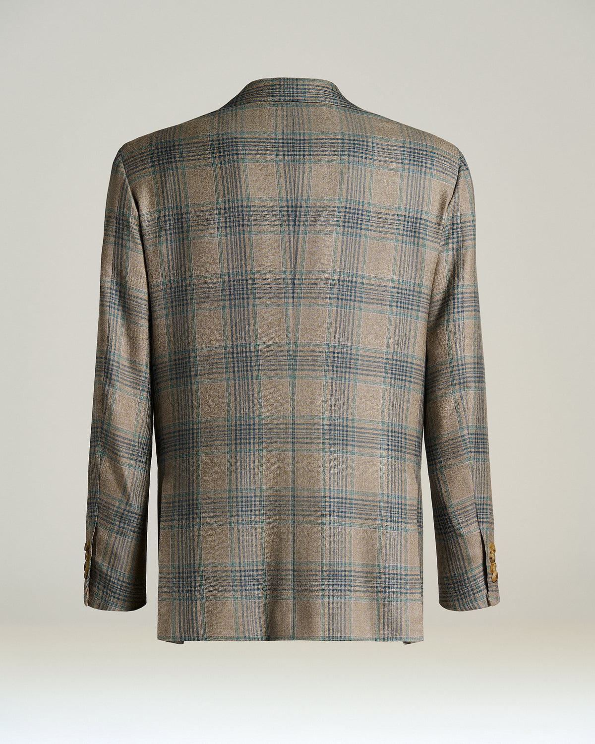 MEDIUM-GRAY TARTAN CASHMERE-SILK-LINEN JACKET 2
