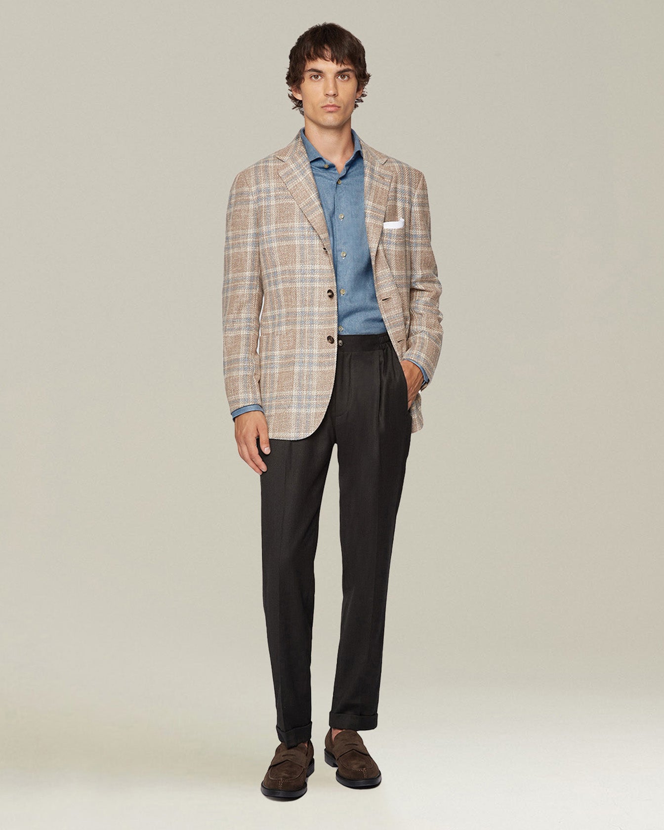 CHECKED CASHMERE BLEND JACKET