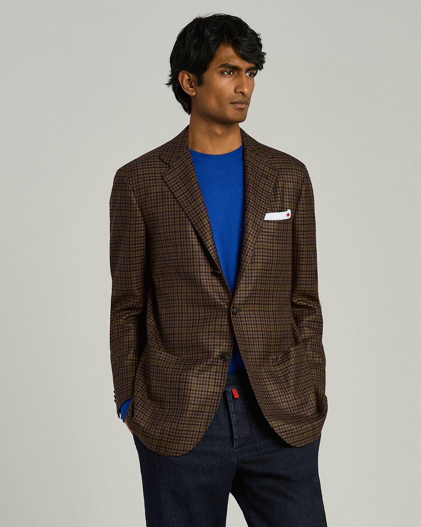 GIACCA MONOPETTO IN PURO CASHMERE A MOTIVO MICRO CHECK