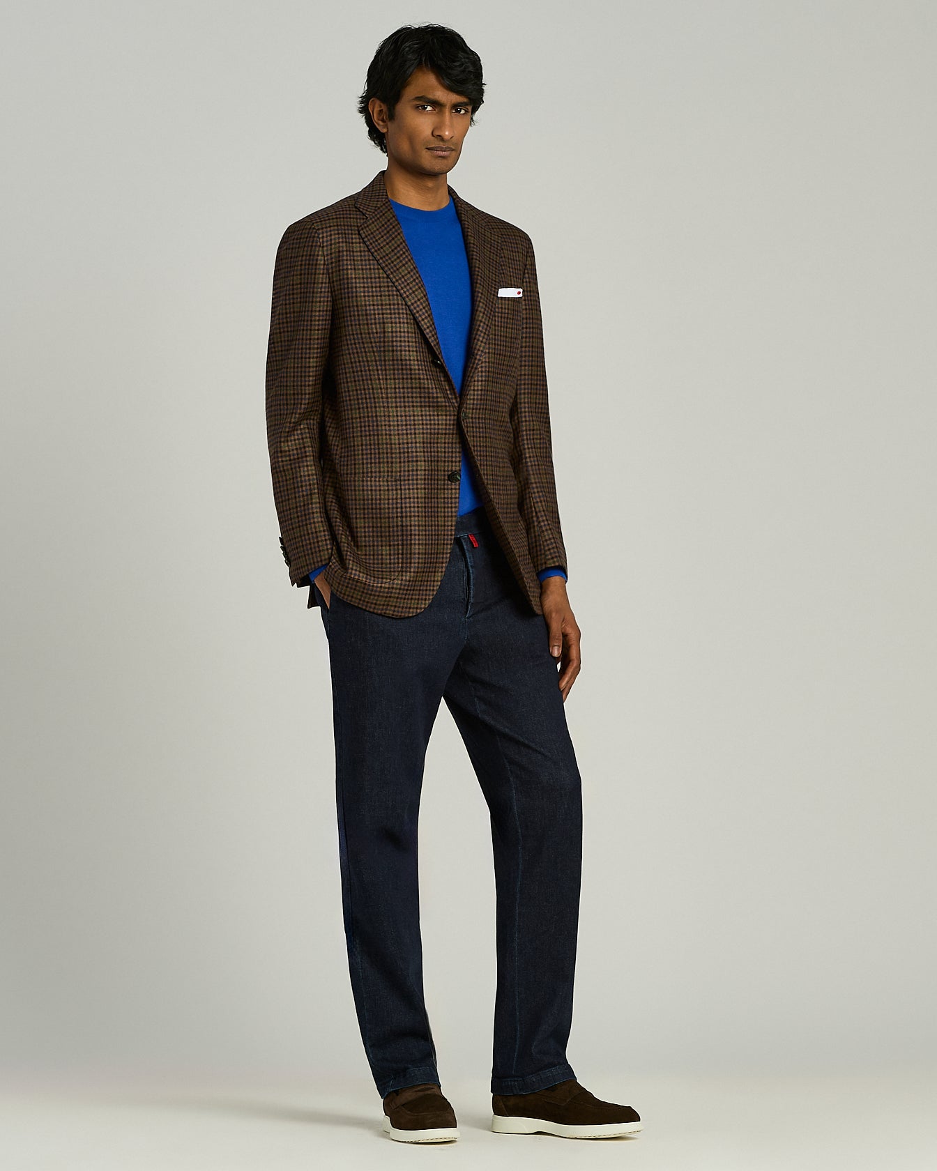 GIACCA MONOPETTO IN PURO CASHMERE A MOTIVO MICRO CHECK
