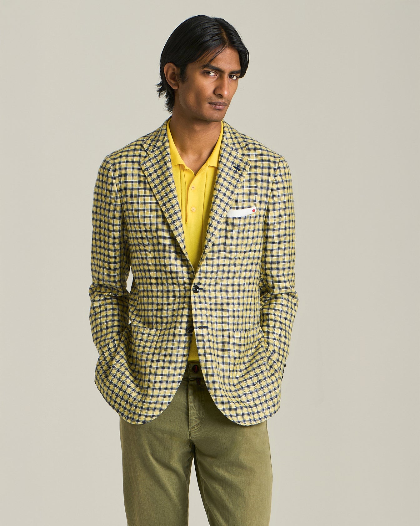 BLAZER IN MISTO CASHMERE CON MICRO-CHECK