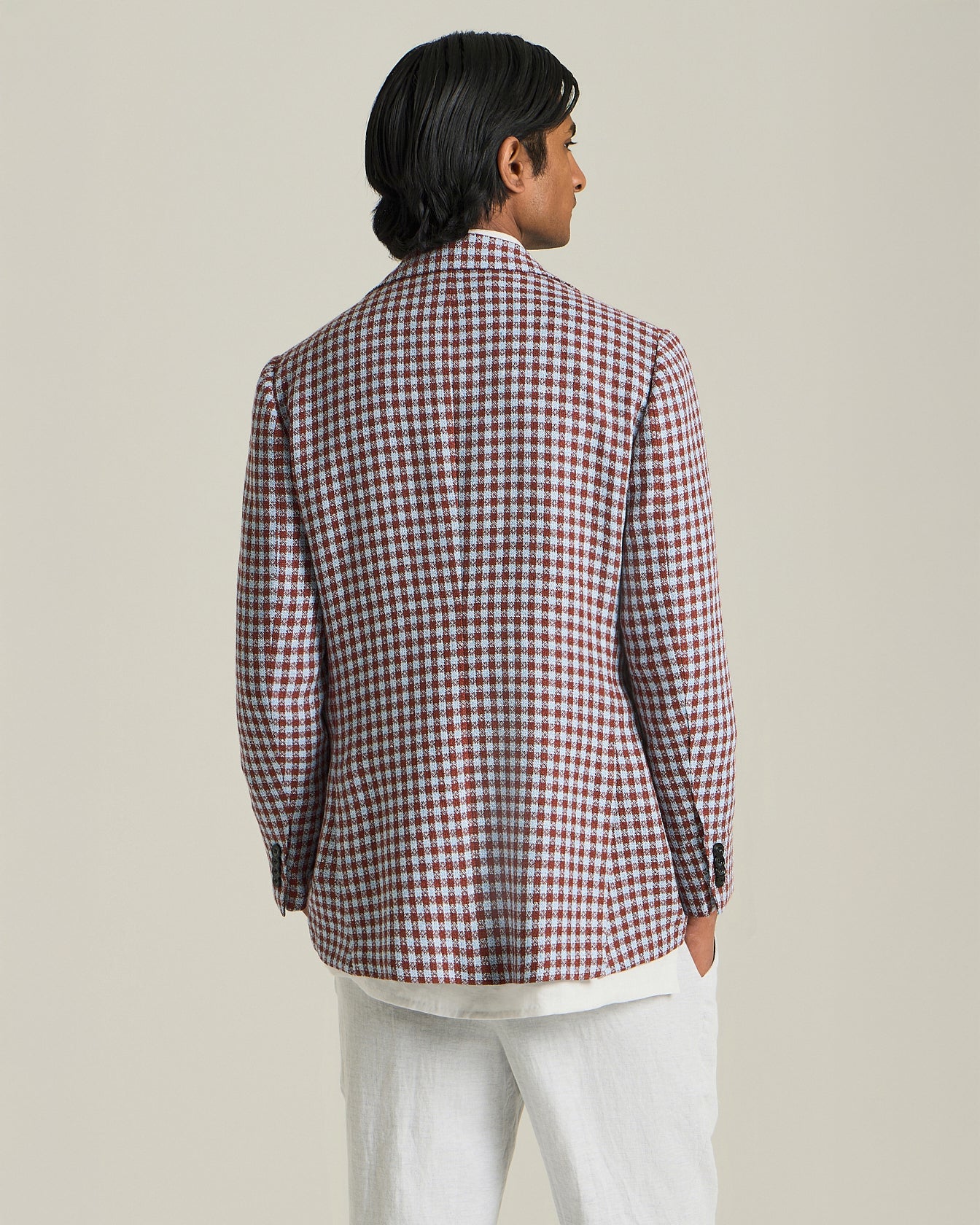 BLAZER IN MISTO CASHMERE CON MICRO-CHECK