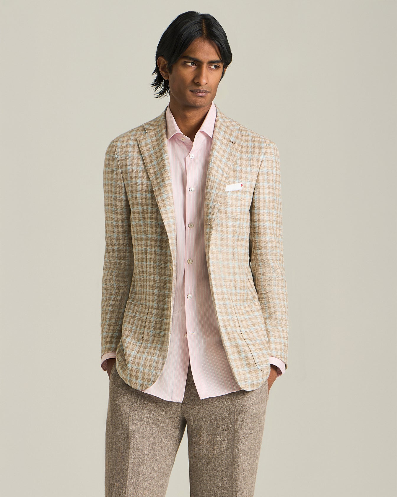 BLAZER IN MISTO CASHMERE CON MICRO-CHECK