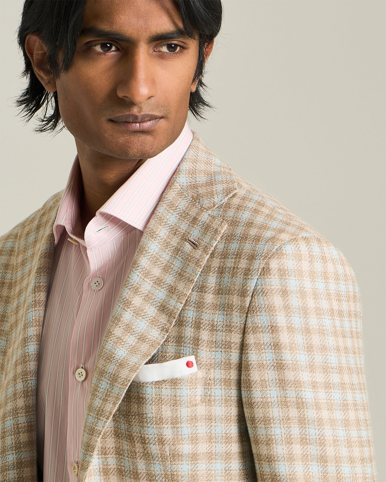 BLAZER IN MISTO CASHMERE CON MICRO-CHECK