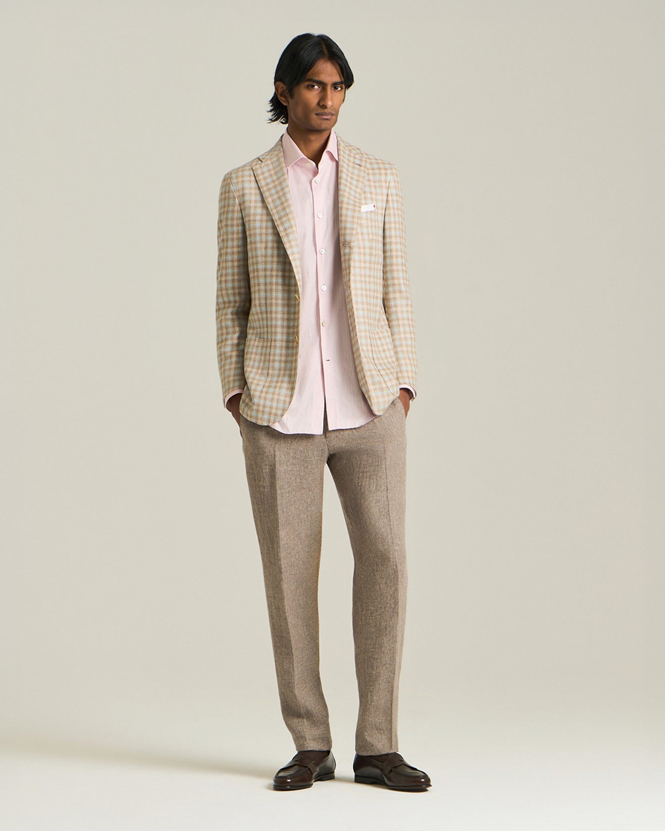 BLAZER IN MISTO CASHMERE CON MICRO-CHECK