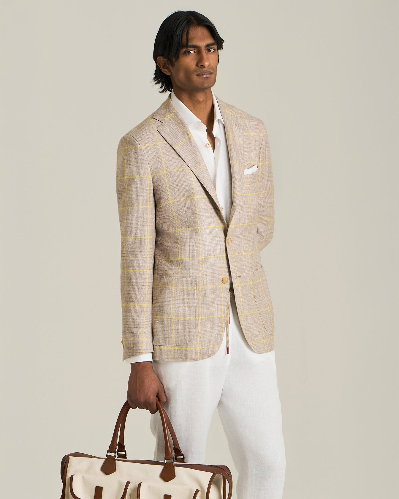 BLAZER IN MISTO CASHMERE A QUADRI